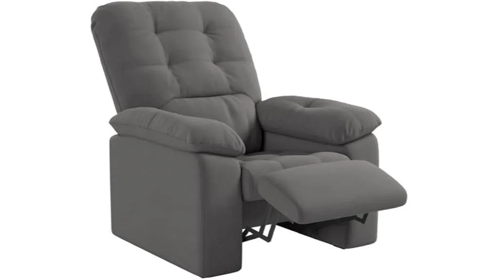 cadeira de braço reclinável de camurça cinza