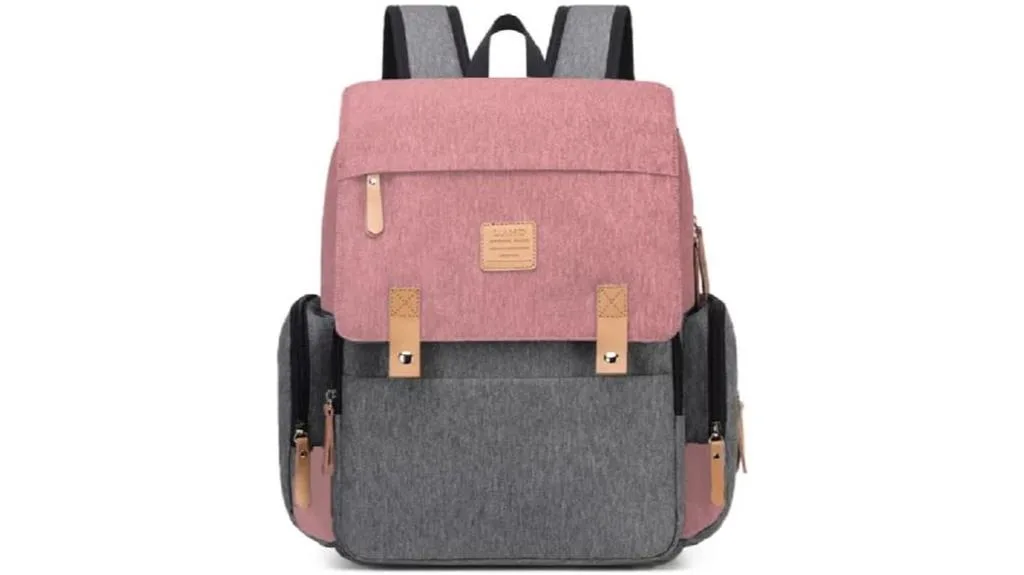 bolsa de fraldas de luxo rosa e cinza
