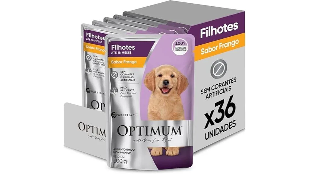 pacote de ração úmida para filhotes