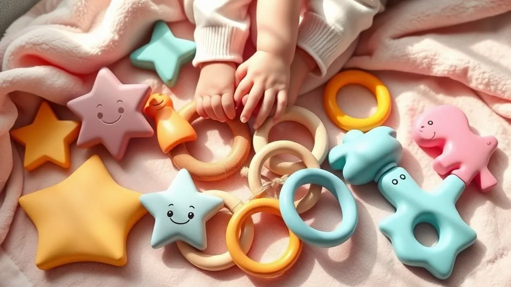 escolhendo brinquedos de dentição seguros para bebês