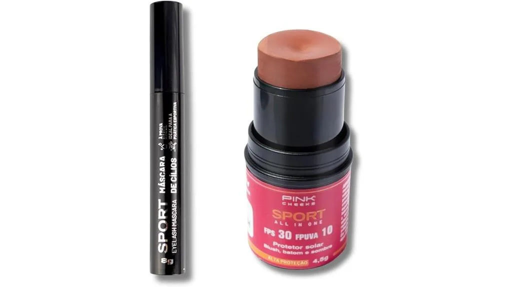 máscara e blush esportivos